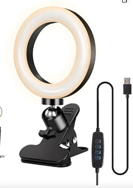 Foscomax Video Conference Lighting Kit, Dimmable LED Ring Light 3000-7500k Clip on Light Conference Light Zoom Lighting for Remote Working/Distance Learning/Live Streaming/Video Conferencing/ YouTube Video/ Makeup  - 