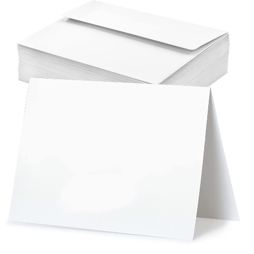 VANRA White Blank Greeting Cards with Envelopes 10.8x14 cm 100 Pack