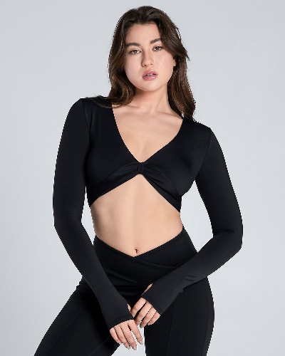 Move Free Knot Long Sleeve Top | Jet Black / S