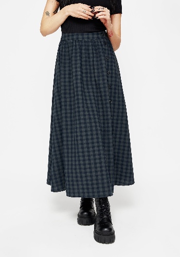 Jeannie Check Cotton Button Up Midaxi Skirt | US 6