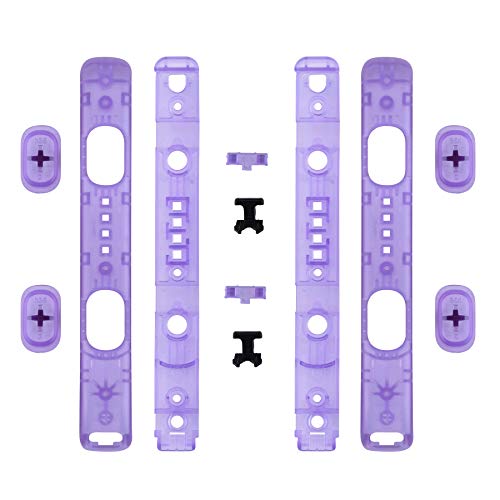 eXtremeRate DIY Replacement Shell for Joycon Strap, Transparent Clear Atomic Purple Custom Controller Wrist Strap Housing Buttons for Nintendo Switch & Switch OLED Model - 2 Pack - Clear Atomic Purple