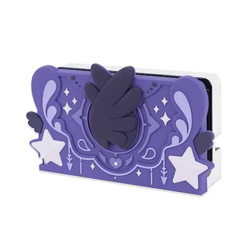 GeekShare Soft Silicone Faceplate Cover for Nintendo Switch/OLED Charging Dock, Anti-Scratch Dock Cover- Star Wings Series (Purple) - Purple