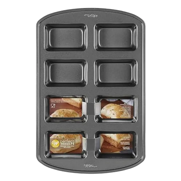Wilton Perfect Results Non-Stick Mini Loaf Pan, 8-Cavity, 15.2 IN x 9.5 IN x 1.6, Gray
