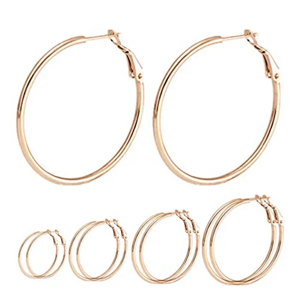 Calors Vitton 3 Pairs Hoop Earrings for Women 316L Stainless Steel Hypoallergenic Polished Rounded Hoops