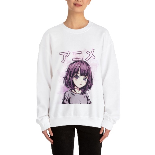 Purple Anime Sweatshirt - White / XL