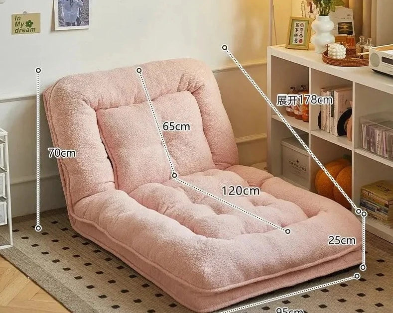 lazy folding sofa bed | pink large