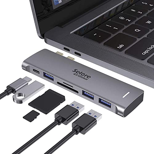 USB C Adapter for MacBook Pro/MacBook Air M1 M2 2021 2020 2019 2018 13" 15" 16", 6 in 1 USB-C Hub MacBook Pro Accessories with 3 USB 3.0 Ports,USB C to SD/TF Card Reader and 100W Thunderbolt 3 PD Port - macbook adapter