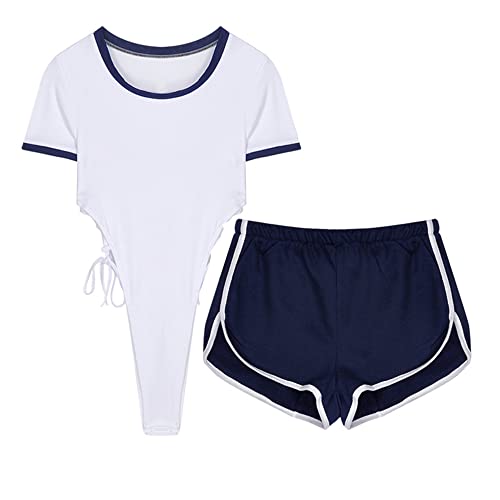 Temptshow Japanese style dva cosplay bodysuit women's sexy one piece underwear - White
