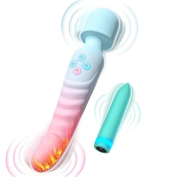 G Spot Vibrator Wand & Bullet Vibrator Set - Vibrators Sex Toys for Women, Clitoral Stimulator Dildo with 7 Vibrating Modes, Waterproof Heating Wand Massager, Adult Sex Toy for Female and Couples
