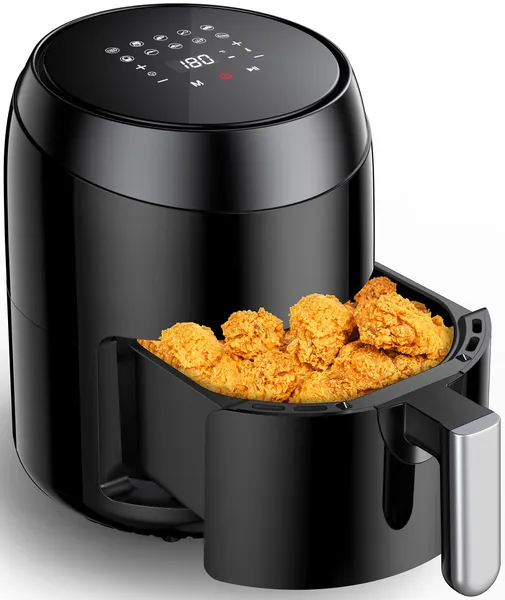 Air Fryer 4.5 Quart Small Air Fryers with 10-in-1 One-touch Program, Non-stick Basket, Dishwasher Safe, Auto Shut-Off, Compact Air Fryer for 2-3 people, Black
