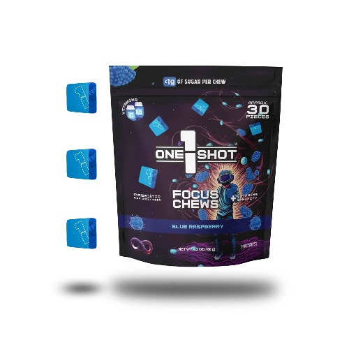 Blue Raspberry Focus Chews | Nootropics, Vitamins & Immunity (30 Pieces)