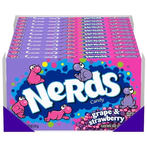 Nerds Grape & Strawberry Candy Theater Box, grape, strawberry, 60 Oz, Pack Of 12