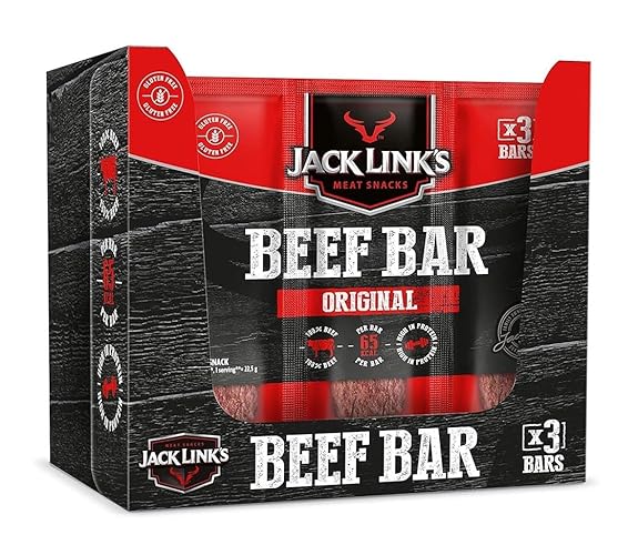 Jack Link's Protein Bar Beef Original, Pack of 30 x 22.5 g, low carb protein bar, protein bar, energy bar, snack for on the go and in the gym, fitness, high protein snack - Original - 22.5 g (Pack of 30)