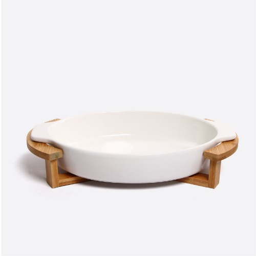 Omega Effie Oval Bakeware and Bamboo Stand - 1.6L