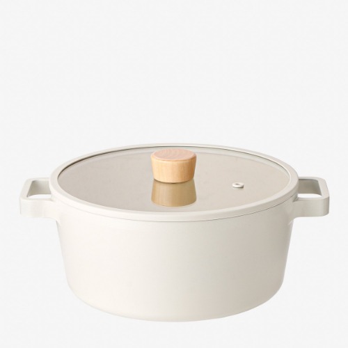 Neoflam Fika Cast Aluminum Stock Pot with Glass Lid 24cm - Sahara Sand