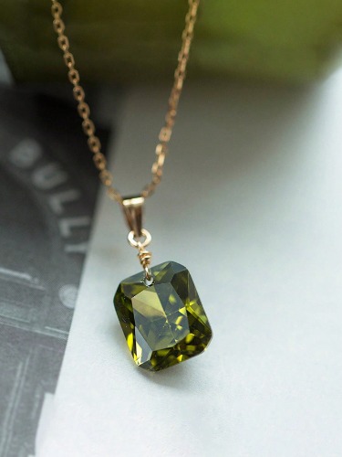 S925 Olivine & Zirconia Pendant Necklace