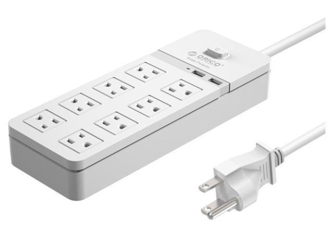 With Individual On/Off Switches ORICO  8 AC Outlet Surge Protector 2 x 5V2.4A USB Super Charger Ports for Home & Office iPhone 7/7Puls/6S/6S P/5SE /iPad/ LG /Samsung/HTC/Nexus- White
