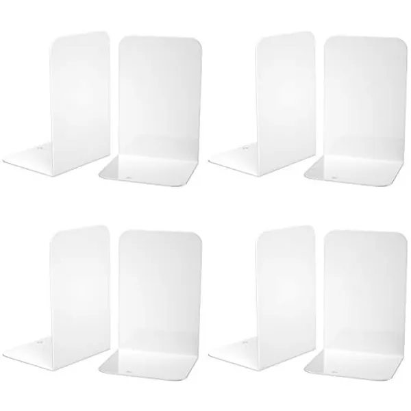 VFINE Book Ends, Bookends, Book Ends for Shelves, Bookends for Shelves, Bookend, Book Ends for Heavy Books, White 4 Pairs