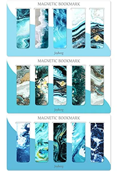 15 Pieces Bookmarks, Magnetic Bookmarks for Women, Men, Book Lovers, Page Markers for Students Teachers Reading (Multi Ocean)