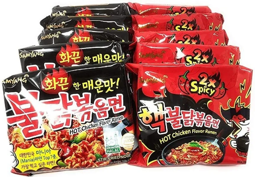 Samyang Top Two Spicy Chicken Hot Ramen Noodle Buldak Variety 10 Pack (5 Each:Hek Nuclear,Original)