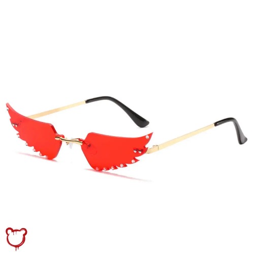 Feathered Gothic Diamond Shades - Fashion Sunglasses / Red