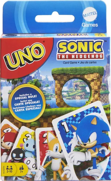UNO Sonic The Hedgehog Card Game with Themed Deck & Special Rule, Gift for Kid, Adult & Family Game Nights, Ages 7 Years Old & Up