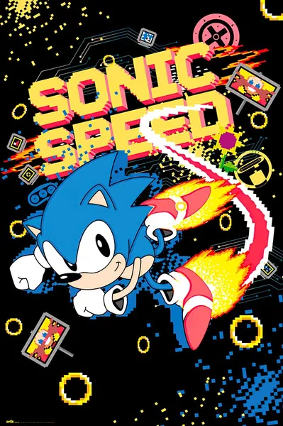 Sonic The Hedgehog - Gaming / TV Show Poster (Sonic Speed) (Size: 24" x 36")