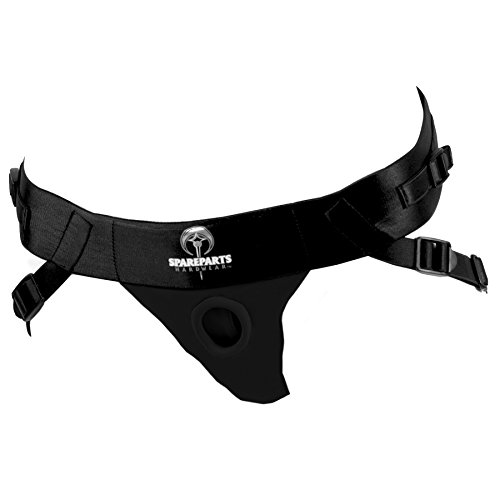 SpareParts HardWear Joque (Double Strap) Harness Adjustable and Washable (A, Belt 20-50Inch Waistband, Leg Straps 10-16Inch, Black) - 20-50 Inch (Pack of 1) - Black