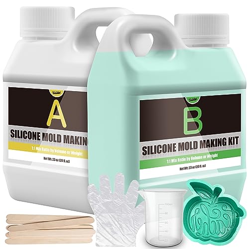 Silicone Moulds Making Kit - 46oz / 1.2L Liquid Silicone Rubber for DIY Mould Making - Elastic 1:1 Mixing Ratio Fast Curing Moulding Silicone for Casting, Resin Moulds, Candle Mould, Soap Mould, Craft - 46oz / 1.2L