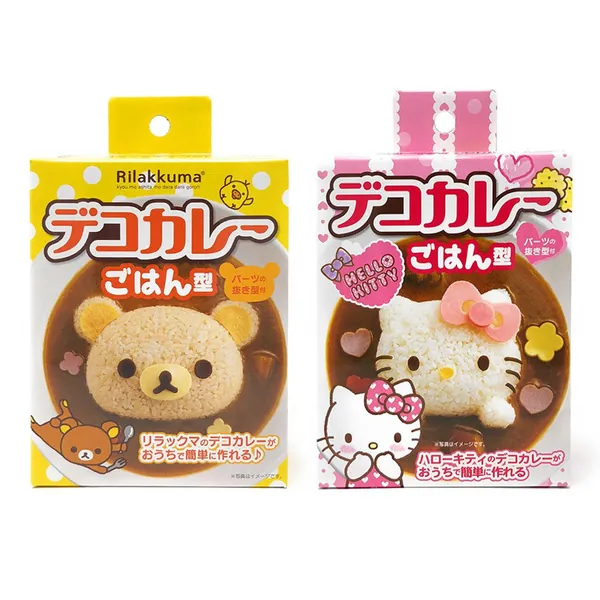 OSK Mold Set for Rice Decoration for Kids, Rilakkuma and Hello Kitty Rice Decoration Set, BPA Free (Rice Mold Set)