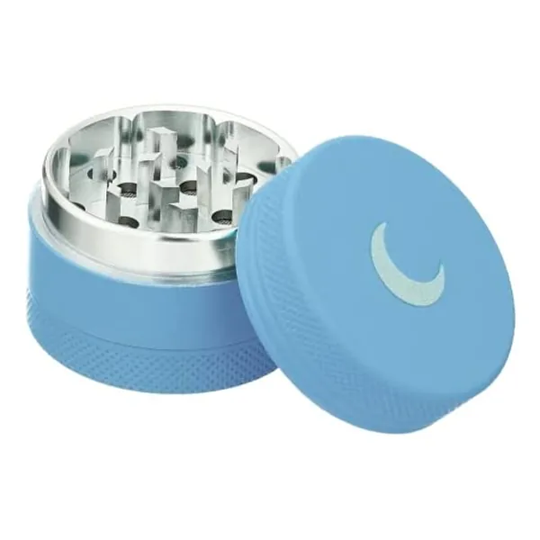Soft to The Touch 1.5 inch Best Blue Small Grinder - Premium 3 Piece Mini Metal Grinder with Engraved Moon, Easy to Carry - Upgraded Version