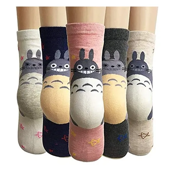 
                            Cartoon Animal Womens Girls Cotton Crew Socks 5 Pack, Funny Cute Anime Figures Women Socks
                        