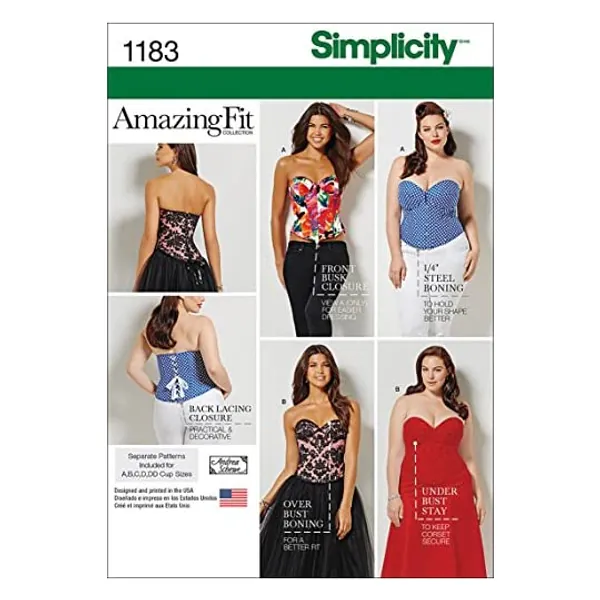 Simplicity US1183AA Corset Sewing Pattern for Women, Sizes 10-18