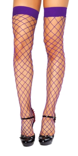 Roma Hosiery Stc207 - Thigh Highs Fishnet Stockings - Purple / One Size