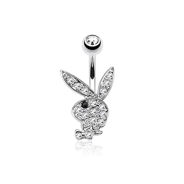 
                            Forbidden Body Jewelry Surgical Steel Pave Crystal CZ Playboy Belly Ring (Choose Color/Style)
                        