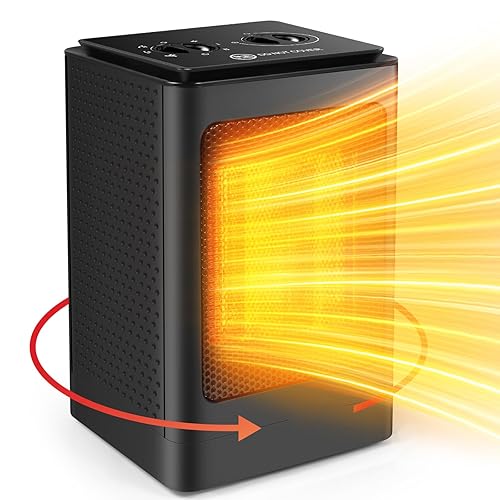 Space Heater PTC Electric 70° Fan Heaters for Home Low Energy Silent Oscillating 1500W Fast Heating 3 Mode Setting Personal Portable Small Ceramic with Overheat Protection Operation for Office Room - Asd