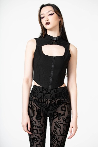 Amped Up Corset Top - XL / Black / 72%RAYON  26%NYLON   2%ELASTANE