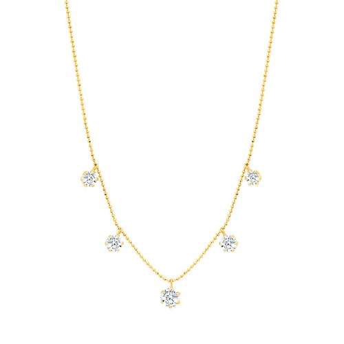 Large Floating Diamond Necklace | Yellow Gold