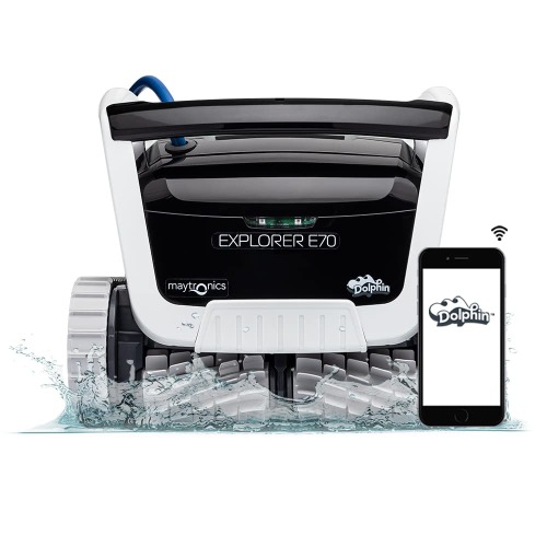 DOLPHIN Explorer E70 Robotic Pool [Vacuum] Cleaner with Wi-Fi – Schedule Pool Cleanings Anytime, Anywhere - Ideal for In-Ground Swimming Pools up to 50 Feet – No Hassle Storage with Included Caddy - Explorer E70