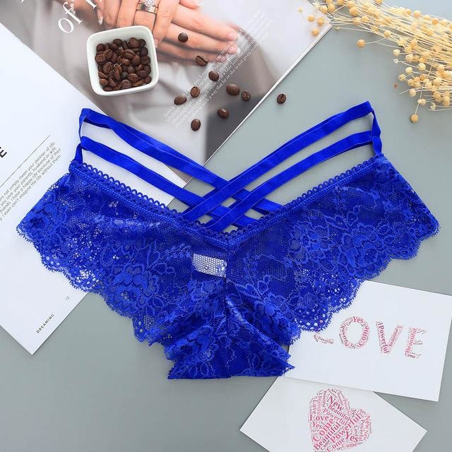 Lace Harness Panties - Blue