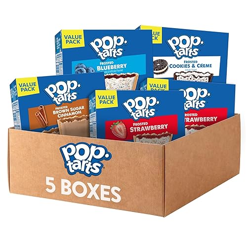 Pop-Tarts Toaster Pastries, Breakfast Foods, Kids Snacks, Variety Pack (5 Boxes, 60 Pop-Tarts) - 4-Flavor Variety