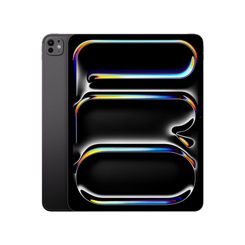 Apple iPad Pro 13-Inch (M4): Ultra Retina XDR Display - Nano-Texture Glass, 1TB, Landscape 12MP Front Camera/12MP Back Camera, LiDAR Scanner, Wi-Fi 6E + 5G Cellular with eSIM, Face ID — Space Black - Wi-Fi + Cellular - 1TB - Space Black - Nano-texture glass