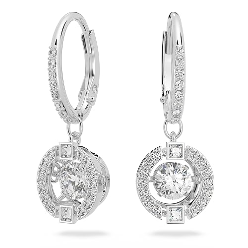 SWAROVSKI Sparkling Dance Necklace and Earrings Jewelry Collection, Rhodium Finish, Blue Crystals, Clear Crystals - Pierced Earrings - Clear Crystals