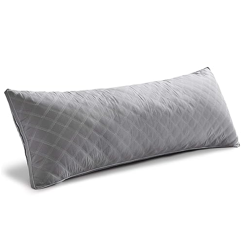 Oubonun Premium Adjustable Loft Quilted Body Pillows - Firm and Fluffy Pillow - Quality Plush Pillow - Down Alternative Pillow - Head Support Pillow - 21"x54" - Gray-gray Side