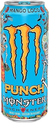 Monster Energy Punch, Mango Loco, 473mL Cans, Pack of 12 - Mango - 473ml (Pack of 12)