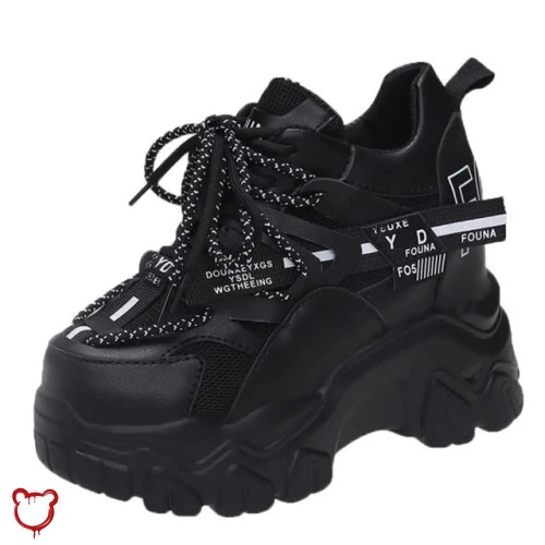 'Night Risk' Black Grunge Shoes - Black Style 1 / 5