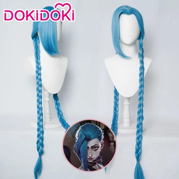 ćReady For ShipćDokiDoki Game LOL Arcane Jinx Cosplay Wig Long Blue League of Legends