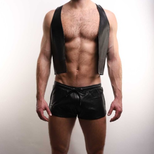 ruff GEAR Premium  Leather Bar Vest Black | MEDIUM