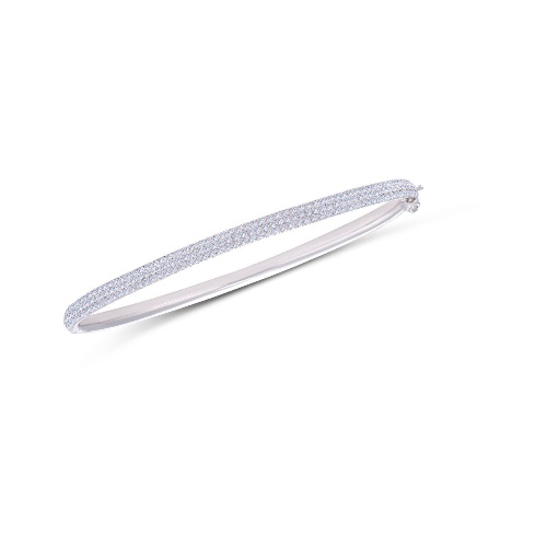 💍 18K White Gold Pave Diamond Bangle Bracelet💍