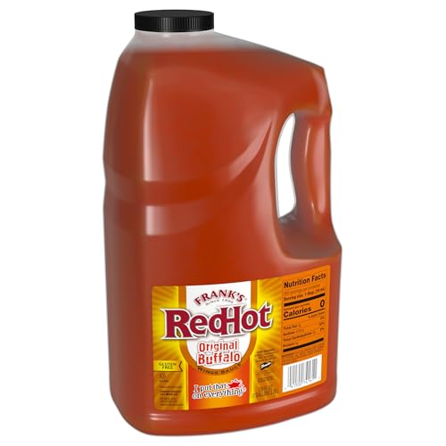 Frank's RedHot Original Buffalo Wings Sauce, 1 gal - 1 Gallon Bulk Container of Buffalo Hot Sauce with a Bold, Spicy Flavor Perfect for Wings, Dressings, Dips and More - Original Buffalo - 128 Fl Oz (Pack of 1)